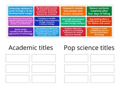 Academic vs Pop science titles