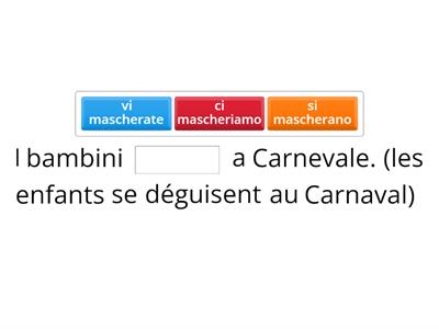 La conjugaison de verbes pronominaux au présent de l'indicatif en italien