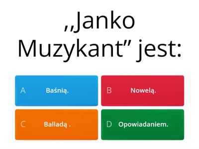 Test wiedzy- ,,Janko Muzykant”.