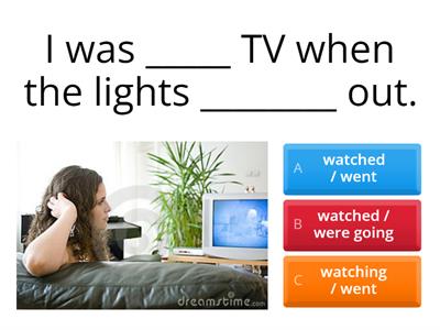 Past continuous tense/  while or when/ Simple Past tense.