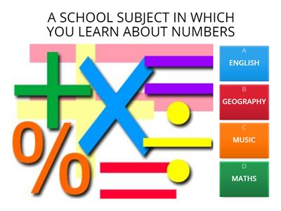 School Subjects ESL