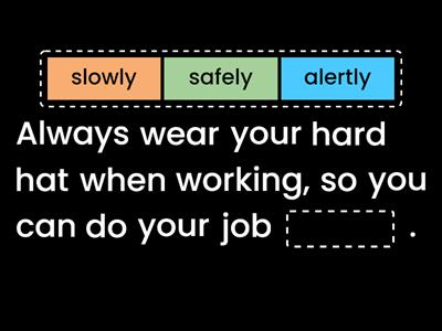 Workplace Safety - Adverb Matching Game