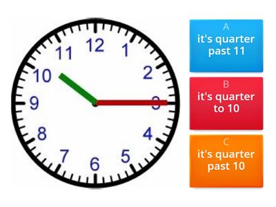 Telling the time - o'clock, half past, quarter to, quarter past
