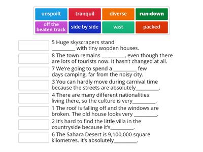 NTE A 2.3  Vocabulary | adjectives to describe places 