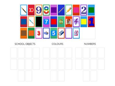 COLOURS, SCHOOL OBJECTS AND NUMBERS