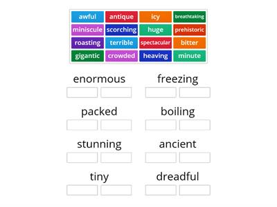 Extreme adjectives sorting