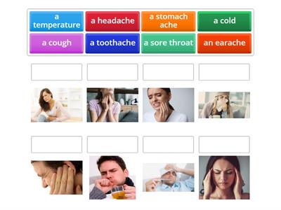 UNIT 4C- ILLNESSES: Drag and drop each word next to its definition.