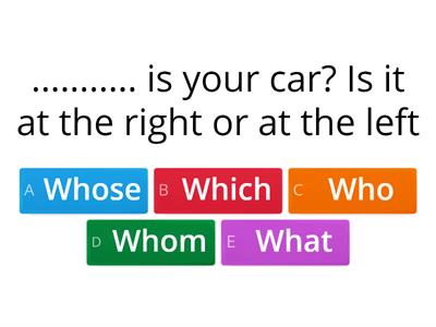  Grammar Quiz WH questions 