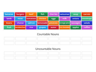 Countable and Uncountable nouns (Project 2 Unit 4A)