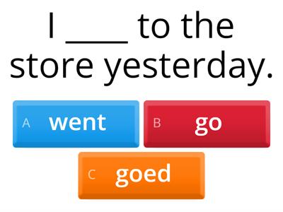 Choose the correct past simple verb option.