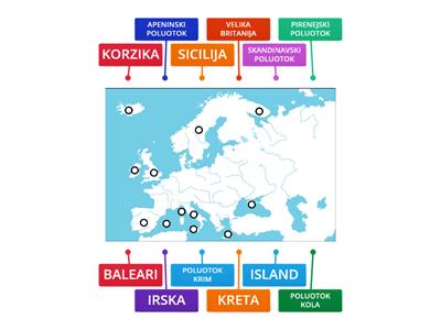 Otoci i poluotoci Europe (karta)