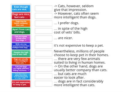 Linking word exercise: cats and dogs