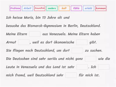 Lückentexte Interkulturelles Leben, Vielfalt, Migration