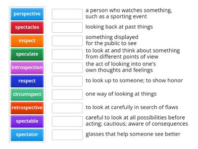 Spec- meaning "To See, To Look"