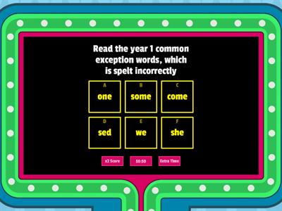 Common Exception Words Year 1