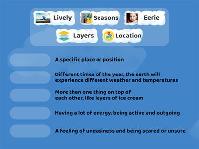 Match the expressions and keywords to the correct definitions