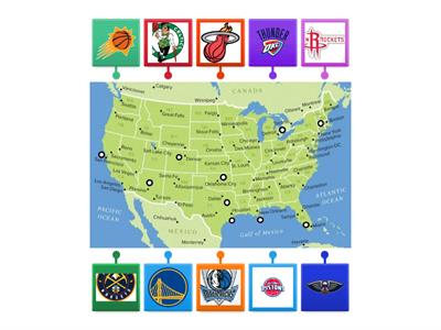 NBA Teams, cities and logos