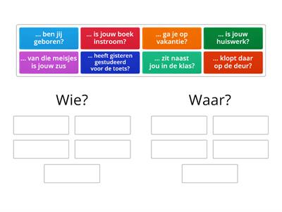 Vraagwoorden: wie of waar?