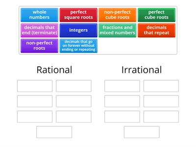 8.8 Rational/Irrational sort- descriptions