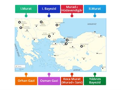 Osmanlı Devleti Kuruluş Dönemi Olayları - Padişah Eşleştirme
