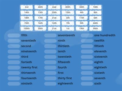 Matching Ordinal Numbers (1st~20th)