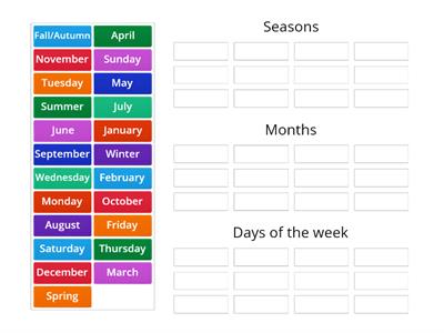 Seasons / Months / Days