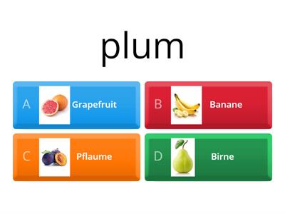 Fruit in English - Quiz English - German