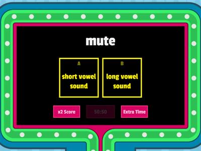 Short or Long Vowel? (shorter version quiz show)