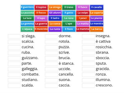 Collega ogni soggetto al predicato più adatto