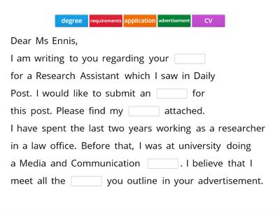 A covering letter (U 4.2)