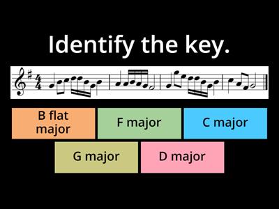 Key signatures 11:   B flat major, F major, C major,  G major, D major