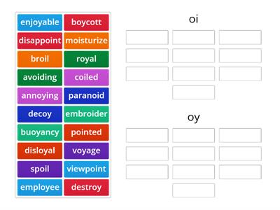 Oi/Oy: Multisyllabic