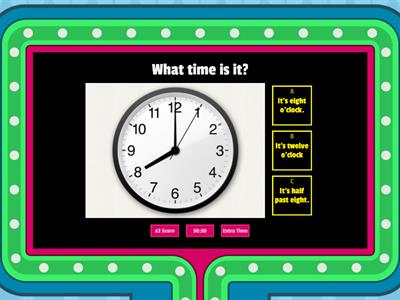 Telling the time: O'clock / half past / quarter