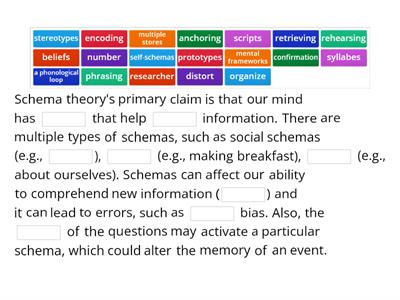Schema theory - Fill in the gaps