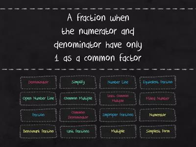 Fraction Vocabulary 