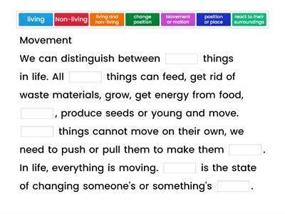 Unit 4.1 - Movement and Gravity (missing words)
