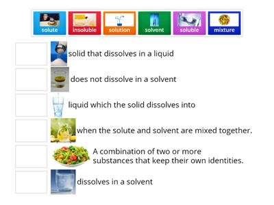 Solvent, Solute, and Solutions Matchup