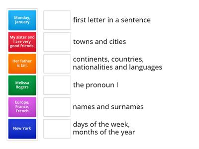 Match why capital letters are used