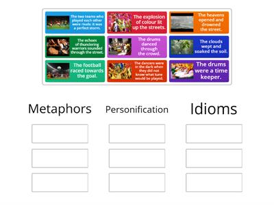 Metaphors, idioms, personification