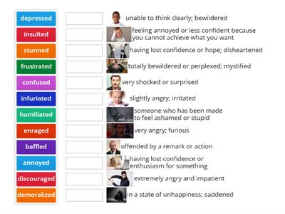 Adjectives describing different feelings