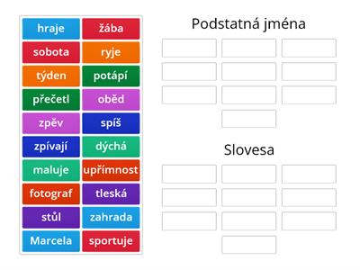 Třídění sloves a podstatných jmen