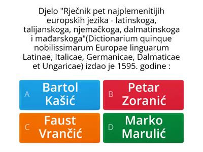 Povijest hrvatskog jezika - kviz