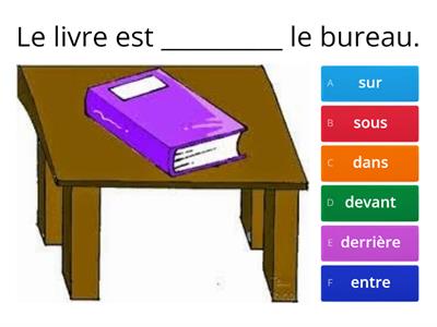 Prépositions de lieu SUR, SOUS, DANS, DEVANT, DERRIÈRE et ENTRE