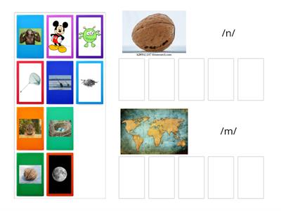 FIS /n/ and /m/ picture sort with letters and picture cue for keyword card