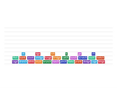 ck  tch  dge & k  ch  ge  word tile sort