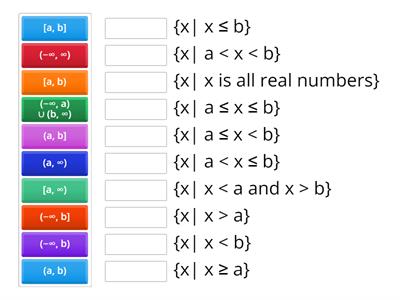 Notation Matching -Interval Notation - MATCH UP