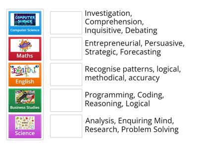 3 Skills Qualities Subjects (Maths, English, Science, Computer Science, Business Studies)