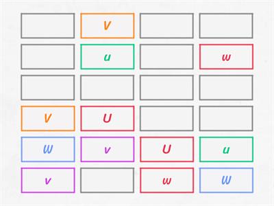 Matching Alphabet Uu - Zz