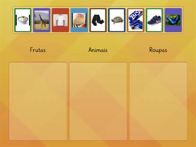 Categorização (Comidas, animais e vestuário)