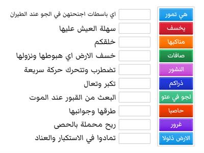 Copy of تغذية راجعة لمفردات سورة الملك ( قدرة الله تعالى )